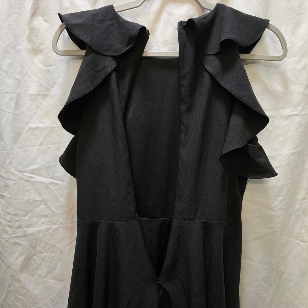 Altar'd State black sleeveless ruffle mini dress circle skirt back zip medium - Picture 10 of 11